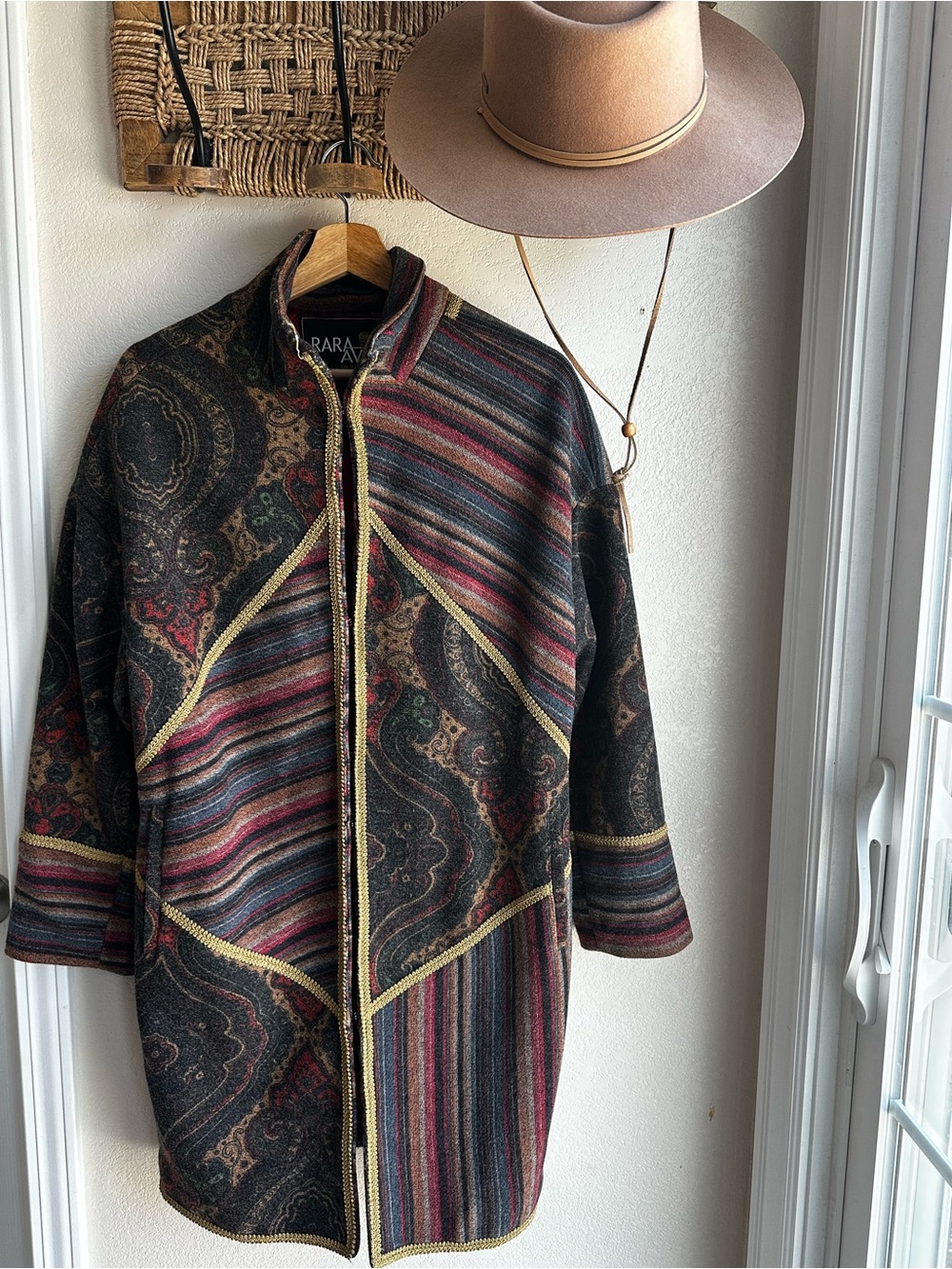 Rara Avis Multicolor Striped & Paisley Wool Blend Coat
